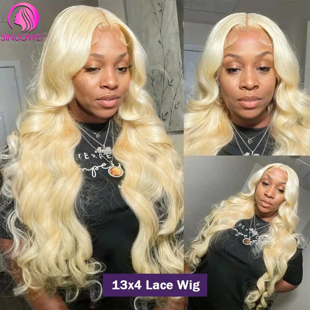 Perruque Lace Front Wig Body Wave brésilienne naturelle, cheveux humains, blond miel 613, 13x4, pre-plucked, avec baby hair, pour femmes