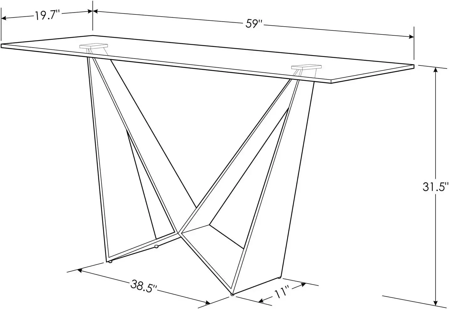 Modern Serra Console Table - Clear Glass with Polished Stainless Steel Base