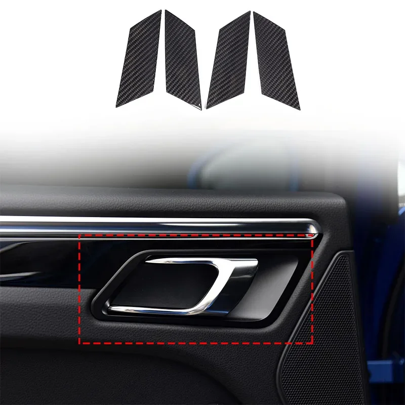 For Porsche Macan2014-2022 Car Interior Door Bowl Decorative Sticker Real Carbon Fiber Interior Accessories 4 Pcs