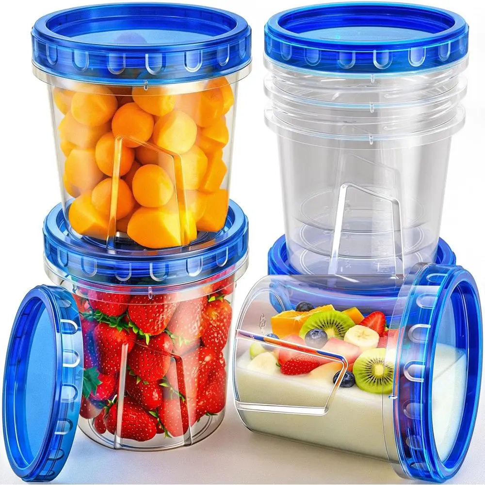 6-Pack 24 Oz Airtight Plastic Food Storage Containers with Lids, Leakproof, BPA-Free, Stackable, Microwave & Dishwasher Safe