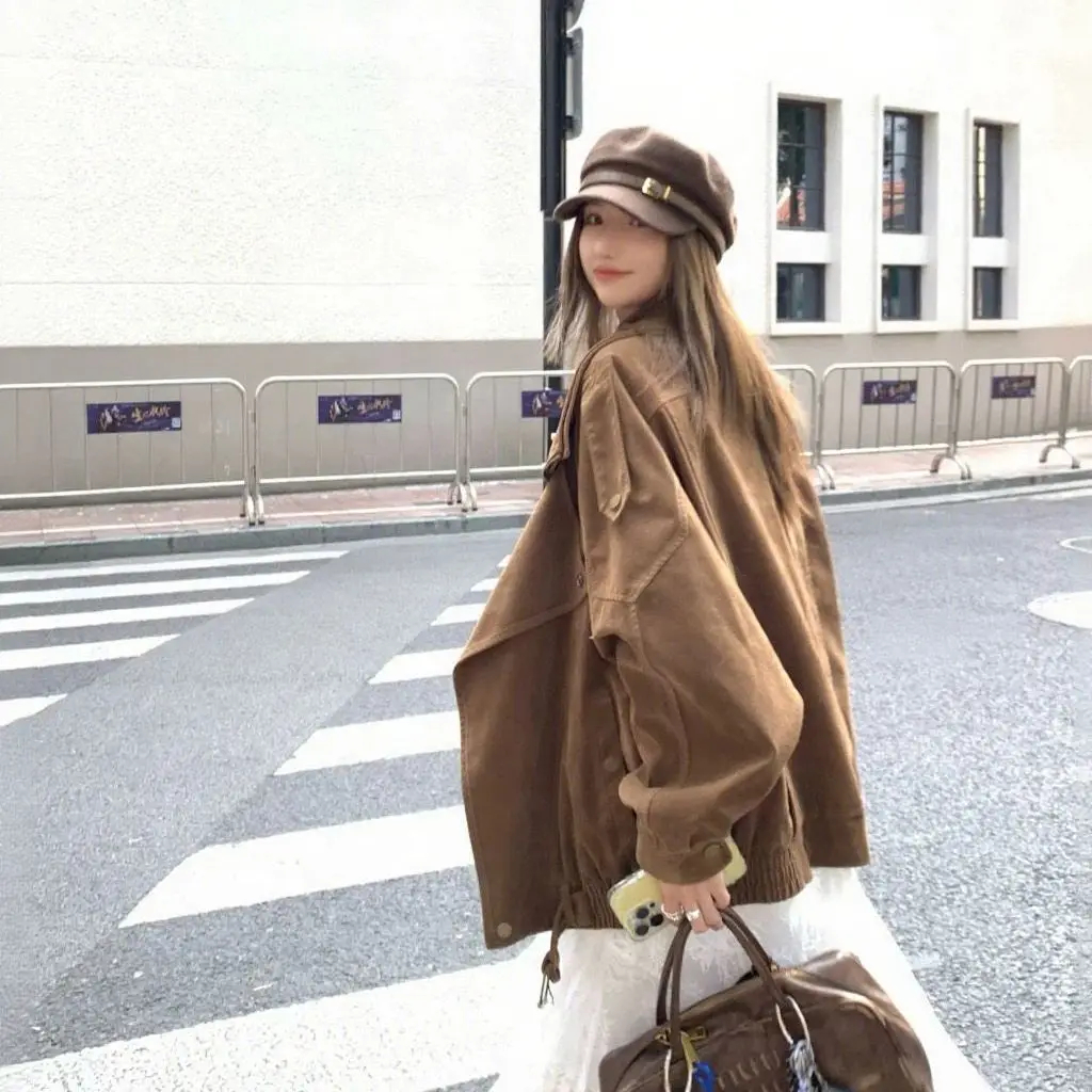 

Bomber Jackets Womens Jacket Zipper Fall Mesh Spliced O-Neck Ruched Ruffles Drawstring Preppy Hipster Carnival Clubwear Unique