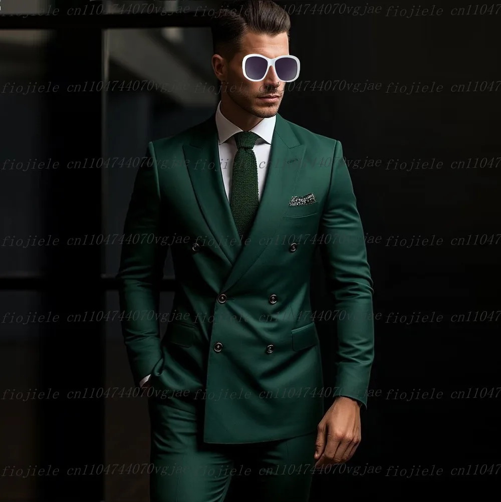 

New Dark Green Men Suit Formal Occasion Wedding Party Groom Groomsman Business Prom Male Tuxedos 2 Piece Set Jacket Pants