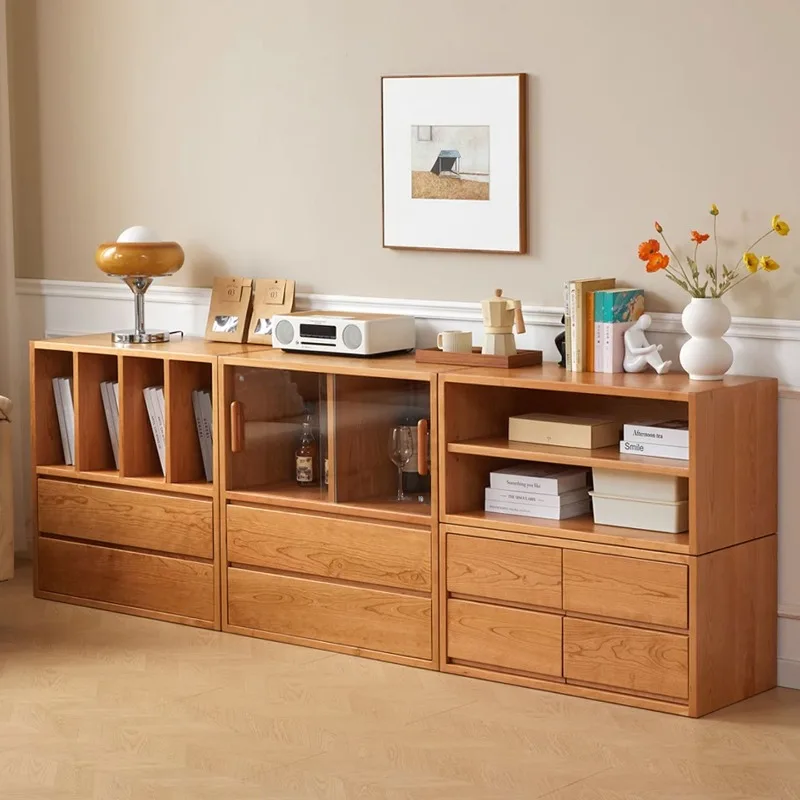 

mahogany bookcase, living room solid wood floor-to-ceiling display cabinet, modular free combination cabinet
