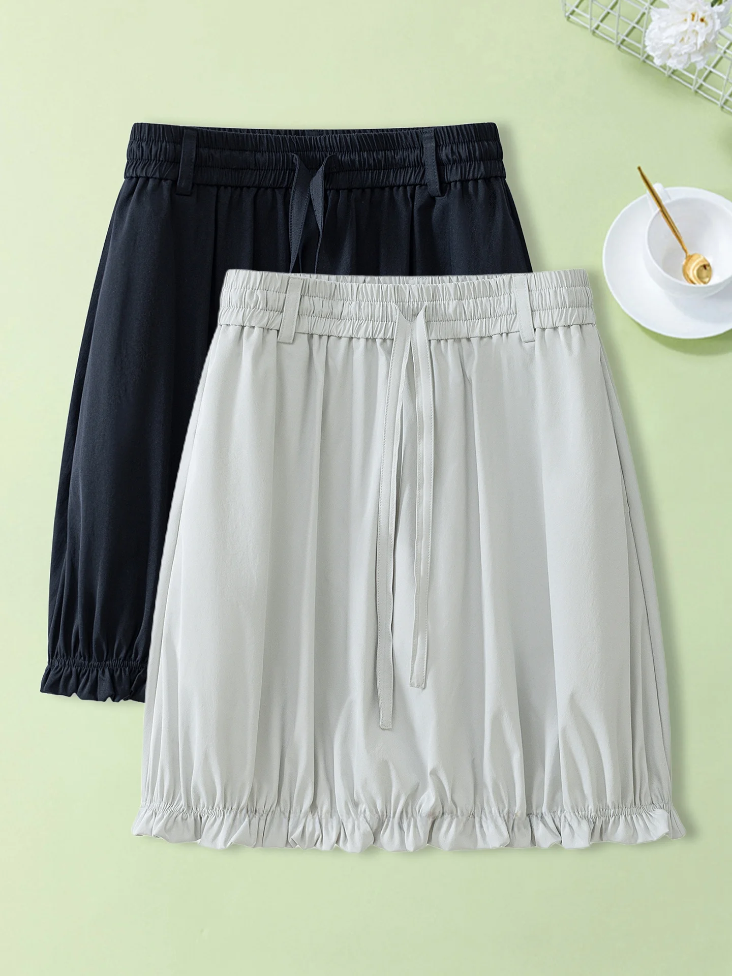 

High Waist Floral Bud Skirt Women's Summer Thin Elastic A-Line Short Skirt Slimming Wrap around Skirt Casual Polyester Fiber