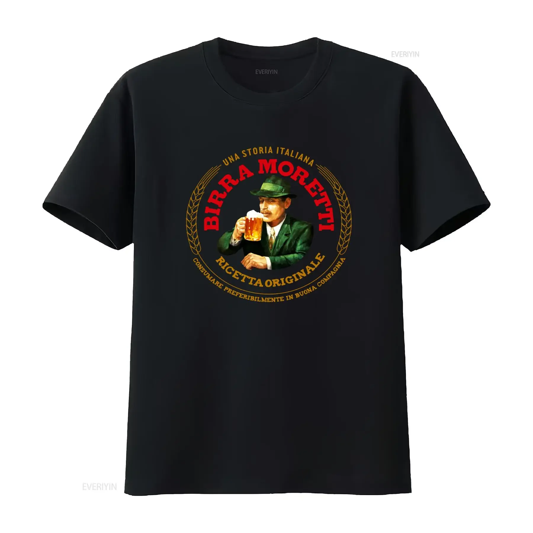 Camiseta Temática Cerveja Italiana Birra Moretti: Design Exclusivo de Bebida Alcoólica para Amantes, Vintage, Lavada, Respirável, Estilosa e Streetwear