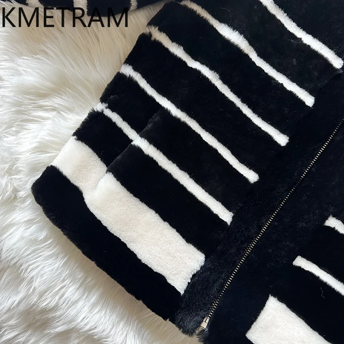 100% natuurlijke merinowol schapenvacht dubbelzijdig bontjas vrouw zwart en wit echte bontjas dames winterkleding 2025ба