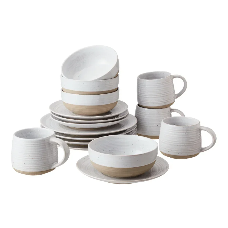 

Better Homes & Gardens- Abott White Round Stoneware 16-Piece Dinnerware Set dinnerware set dinner plates