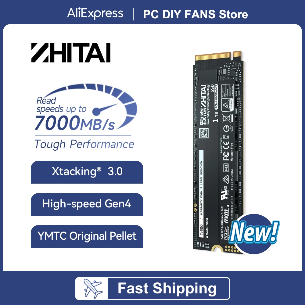 ZHITAI Ti600 4TB 2TB 1TB SSD M.2 2280 NVMe M2 Hard Disk 7000MB/s PCIe Gen4 x4 Internal Solid State Drive For Desktop PC