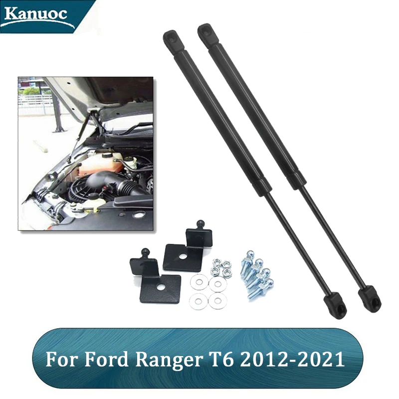 2 unids/set para Ford Ranger T6 2012-2021 UTE capó delantero soporte de elevación puntal de Gas amortiguador varilla de soporte de acero accesorios de coche