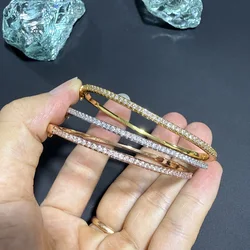 New Pure 925 Sterling Silver Jewelry Women Spikes Steam-punk A row Zircons Bangle Wedding Jewelry For women For men Gift Bangle