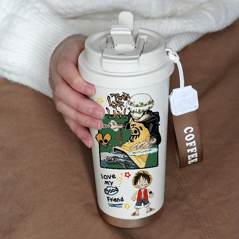 Thermos cup anime One Piece cartoon kawaii high-looking portable large-capacity water cup stainless steel cold coffee cup gift