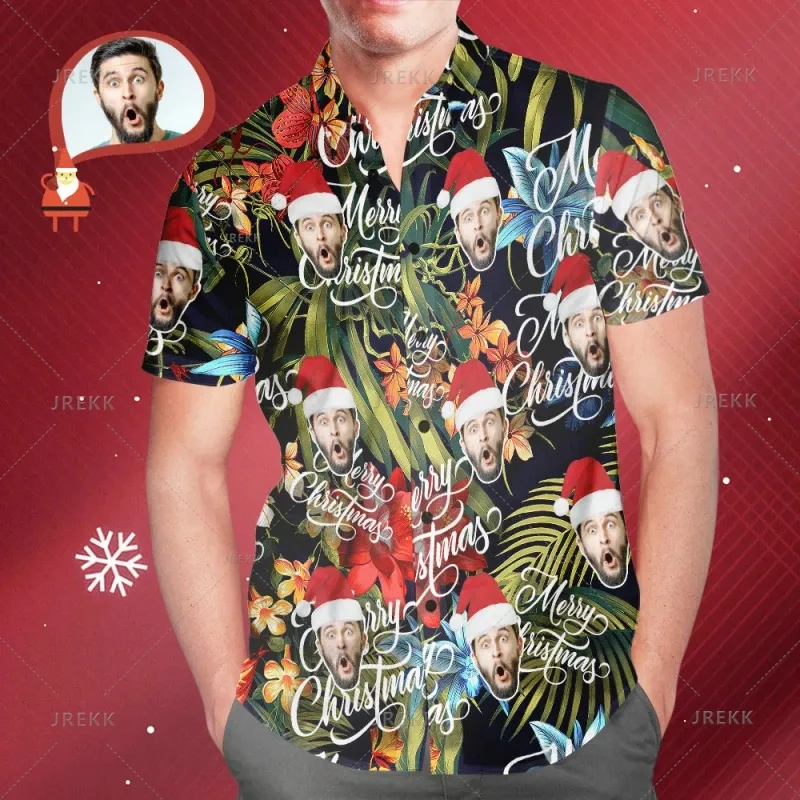 Camisas con estampado de pan de jengibre para hombre, blusas cortas con caras personalizadas 3D, estilo Harajuku, Tiki, Feliz Navidad, talla pequeña