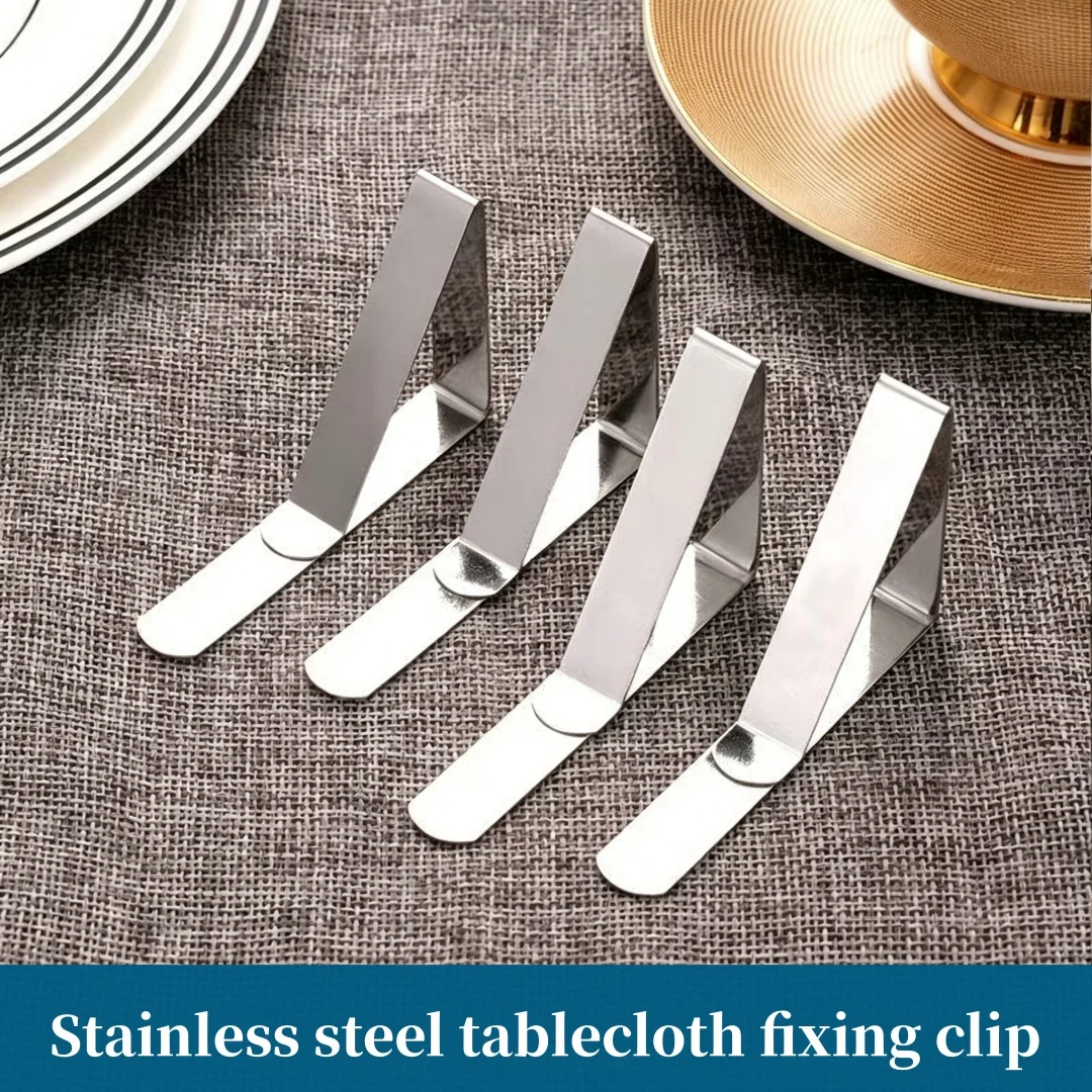 Stainless steel anti rust table clip, anti slip fixing clip, suitable for home, restaurant, party, dining table, outdoor picnic