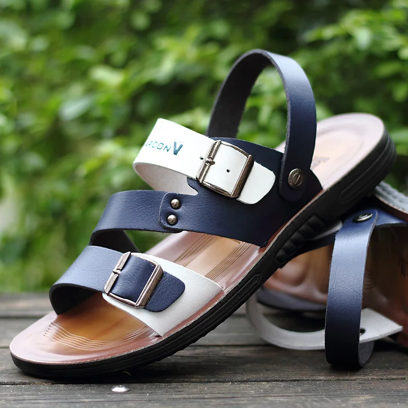 

Men's New Slippers Leather Summer Sandals Casual Beach Shoes Non-slip Slippers Fashion Trend Hiking Handals Designer Shoes Men