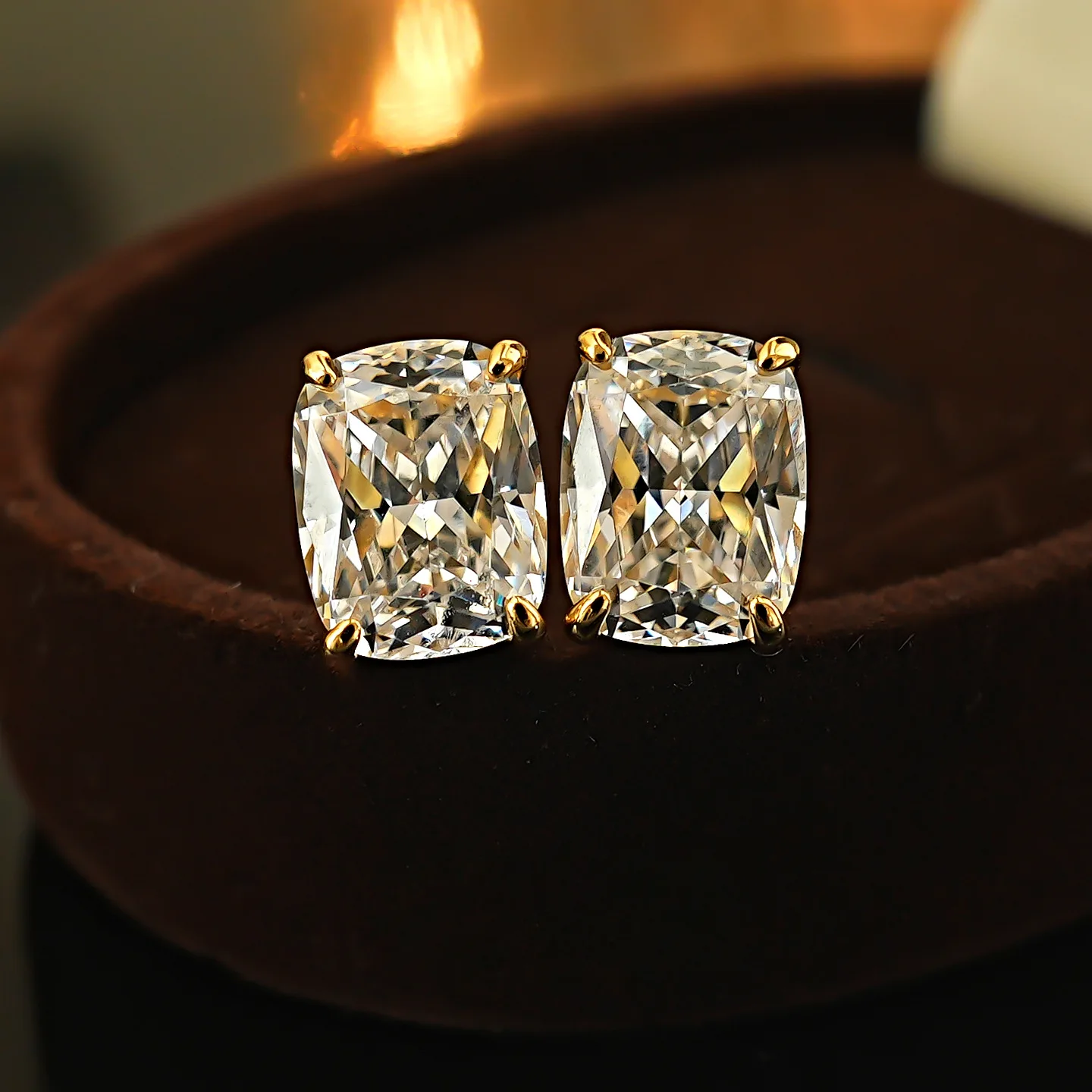 Handmade Cushion Cut Lab Diamond Stud Earring Real 925 Sterling Silver Engagement Wedding Earrings for Women Party Jewelry