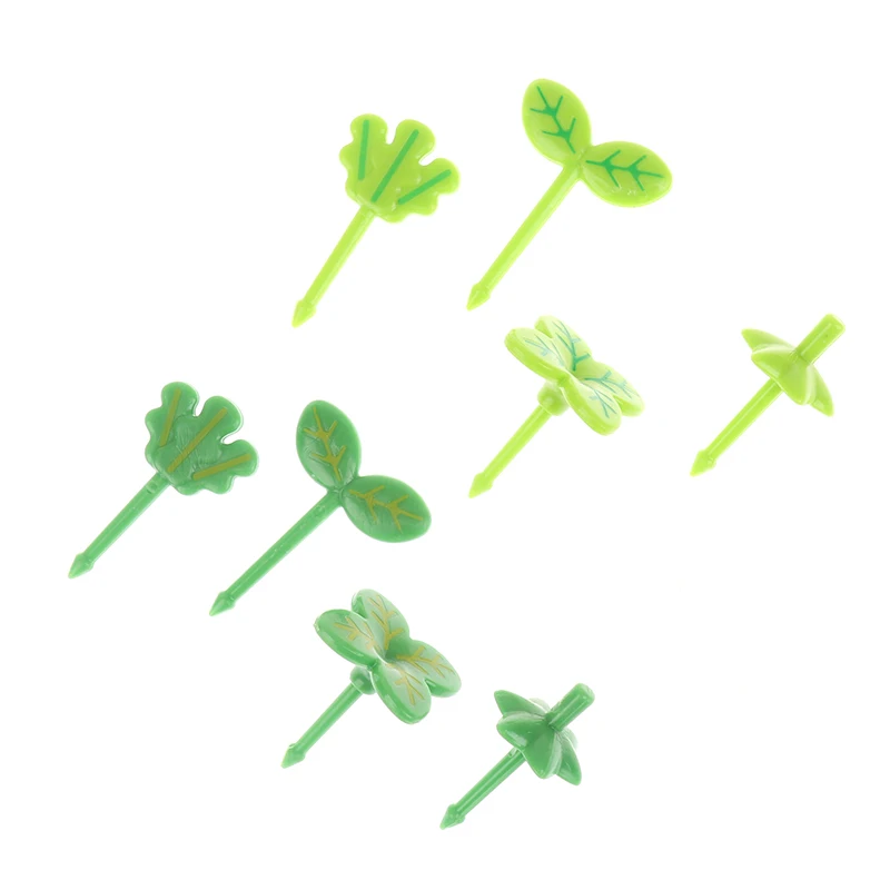 8pcs Fruit Fork Toothpick Leaves Plastic Decoration Lunch Box Bento Accessories Small Salad Tiny Fork Mini Cake Picks For Kids
