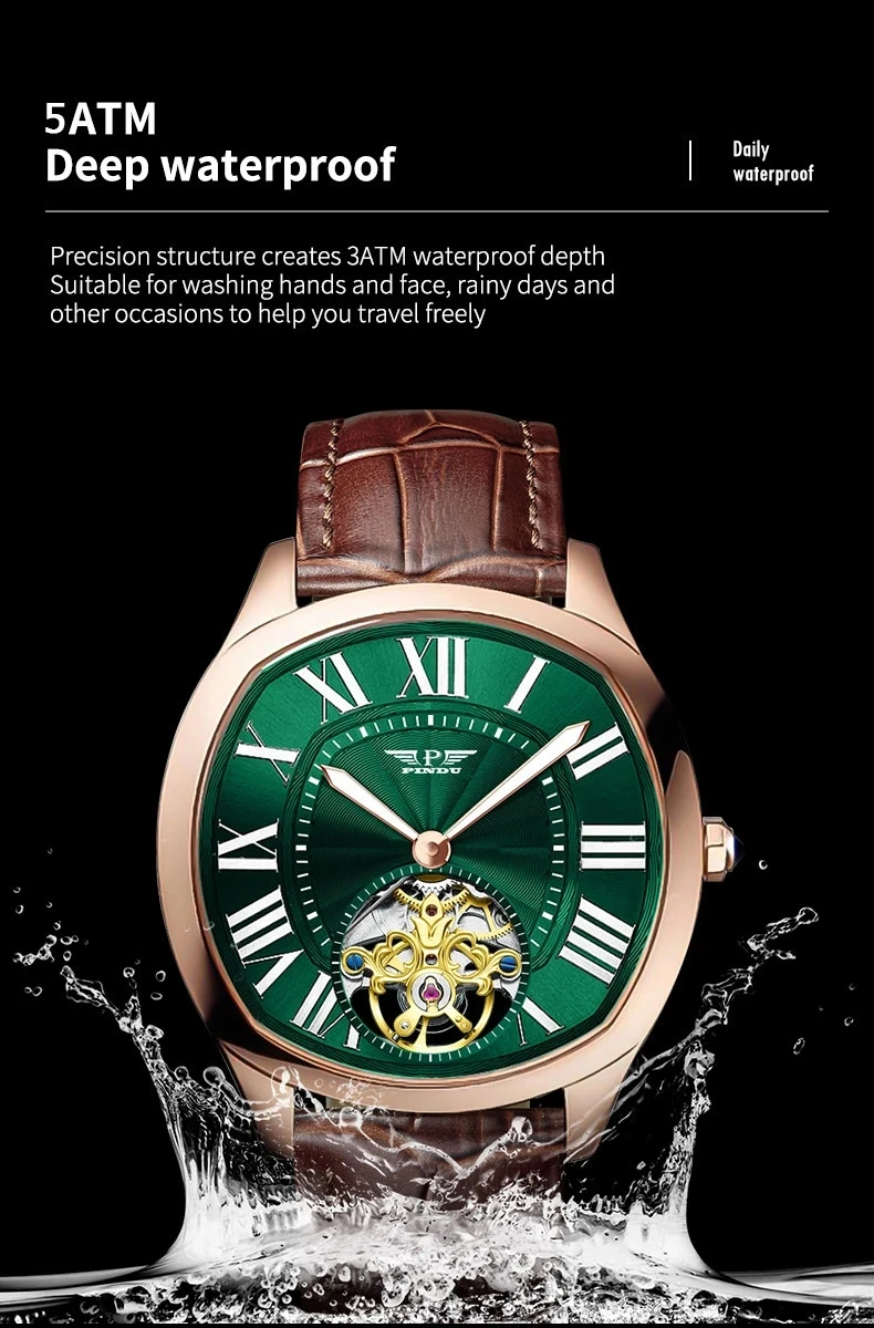 Imagem -06 - Relógio Pineu Design Tourbillon para Homens Relógios Mecânicos Masculinos Relógios Impermeáveis Relógio Masculino 50