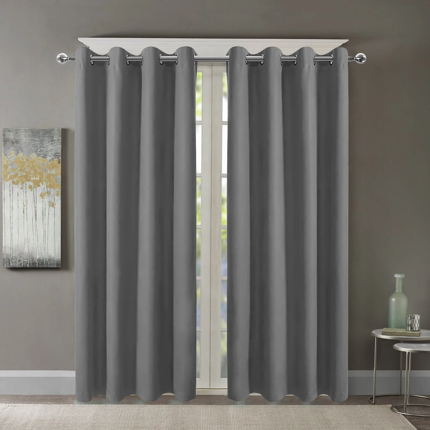 34 in. W x 108 in. L Blackout Curtains with Grommet Top Room Darkening Noise Reducing, Gray（1 Panel）