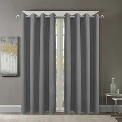 34 in. W x 108 in. L Blackout Curtains with Grommet Top Room Darkening Noise Reducing, Grayďź1 Panelďź