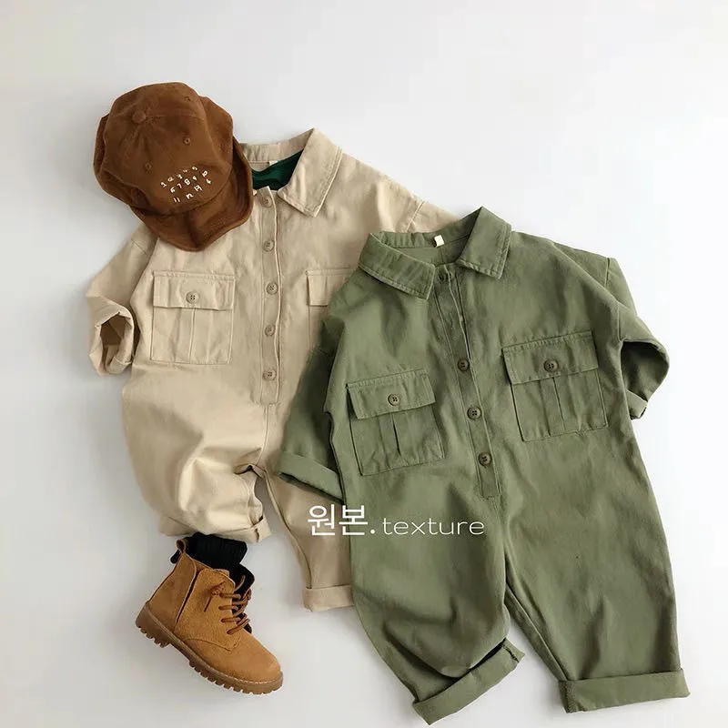 Baby Boys Girls Casual Loose Overalls Jumpsuit Spring Autumn Newborn Infant Snap Button Cute Unisex Outfit