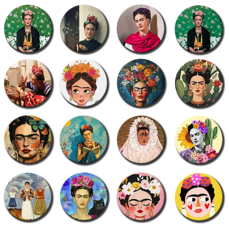 58mm F-FridaS-S K-Kahlo 58mm Icon Badge Handmade Tinplate Brooch for Backpack Clothes Chest Ornament Gifts