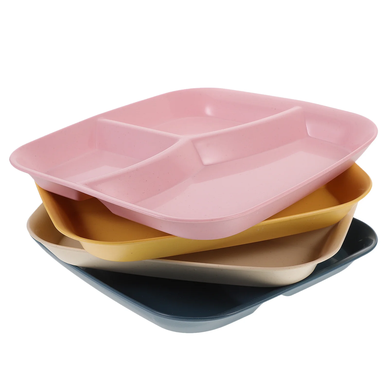 

4Pcs Divided Portion Plates Reusable Food Tray for Snacks Fruits Vegetables Household Dining Tableware Divided Serving Dish