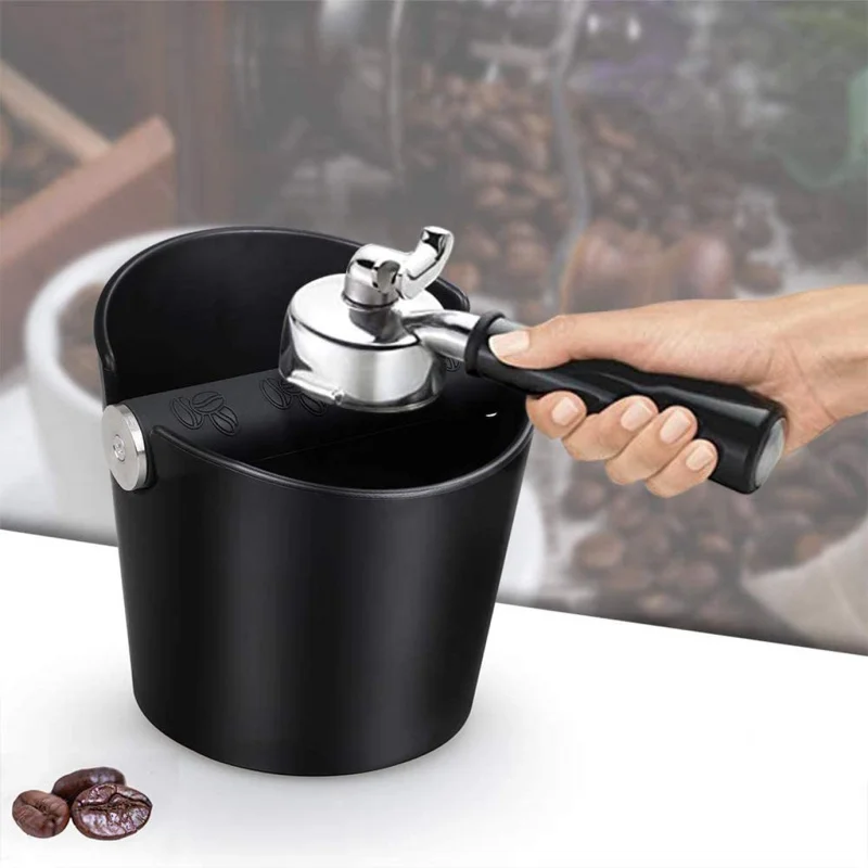 

Espresso Knock Box 4.8-inch shock-absorbing and durable with detachable metal tapping rod and anti slip base (circular)