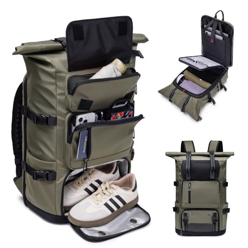 

Дорожная сумка большой емкости 44 л для мужчин, 17-дюймовый чемодан для ноутбука, рюкзак Rolltop, водонепроницаемый рюкзак, сумки для кемпинга на открытом воздухе