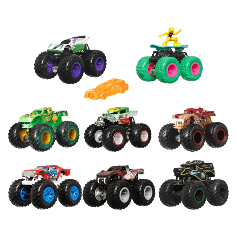 Heiße Räder Monster Trucks 1:64 Maßstab Druckguss LKW Geländewagen Tyranno saurus Rex Godzilla Mario Jungen Spielzeug auto Modell Fyj44