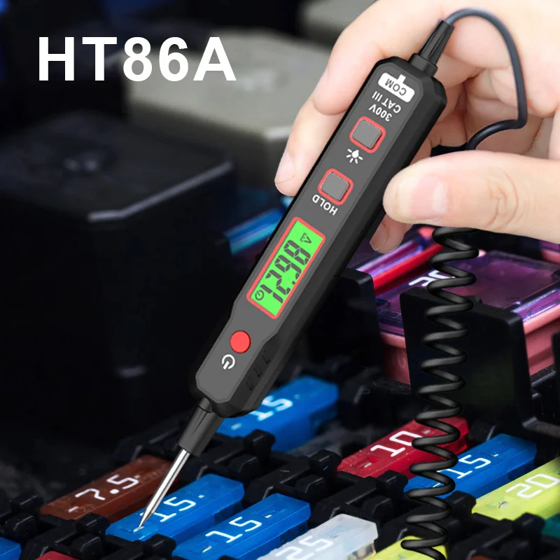 HT86A Auto Voltage Detector Pen Auto Fout Onderhoud Circuit Tester Digitale Backlight Auto Zekering Diagnostische Sonde Test Pen