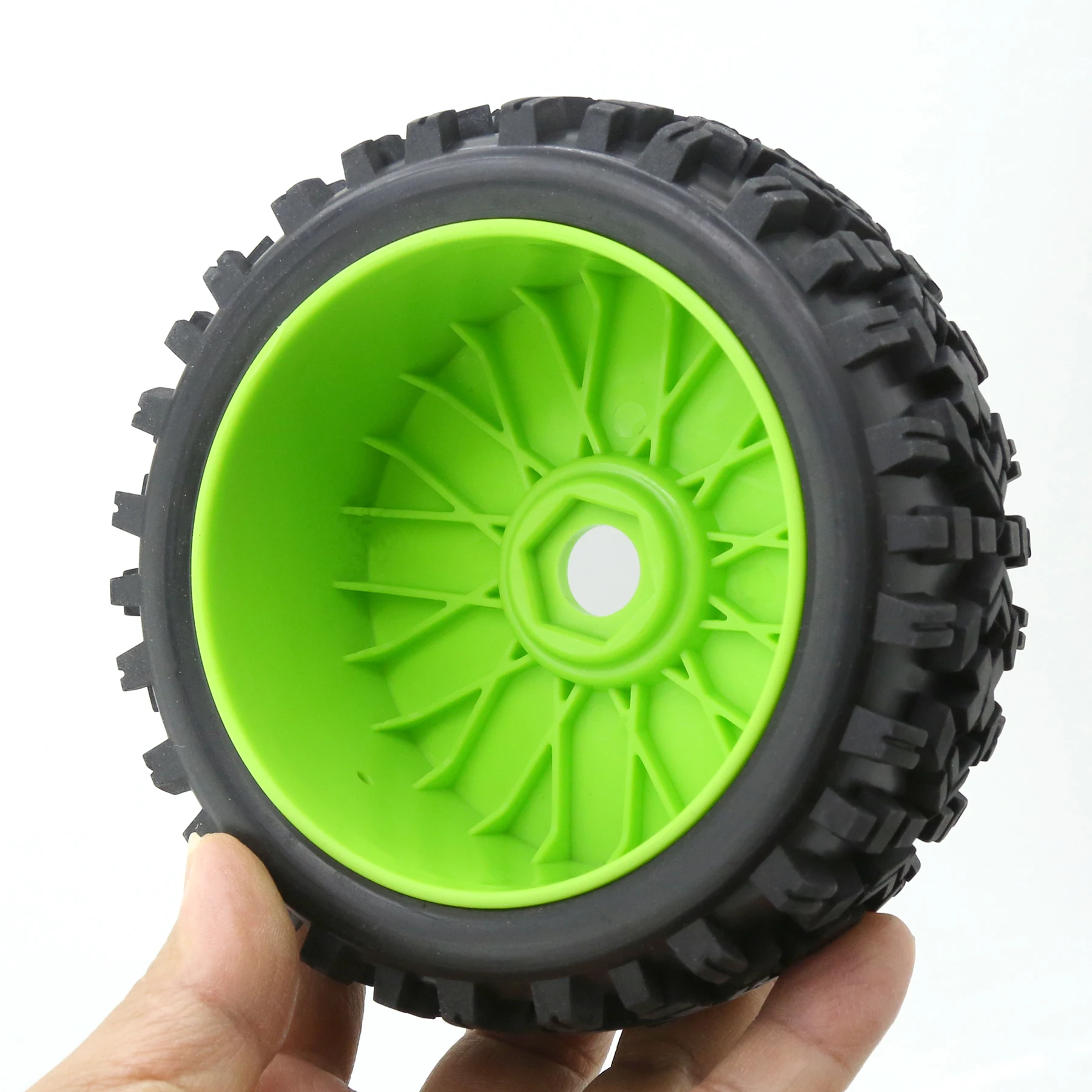 RC 1/8 Buggy Tires and Wheels 17mm Hex Rubber Off Road Tyres for 1:8 Buggy Truck Car HSP Kyosho MP10 VRX HPI Hobao ARRMA Typhon view 5
