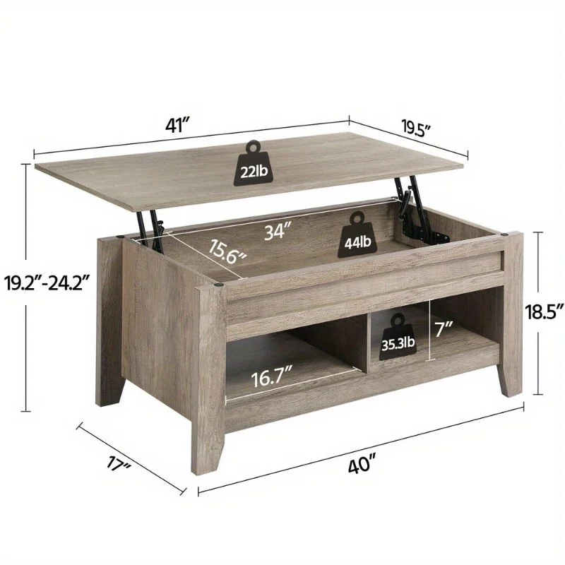 Lift Top Coffee Table w/Hidden Storage Compartment Open Shelf for Living Room