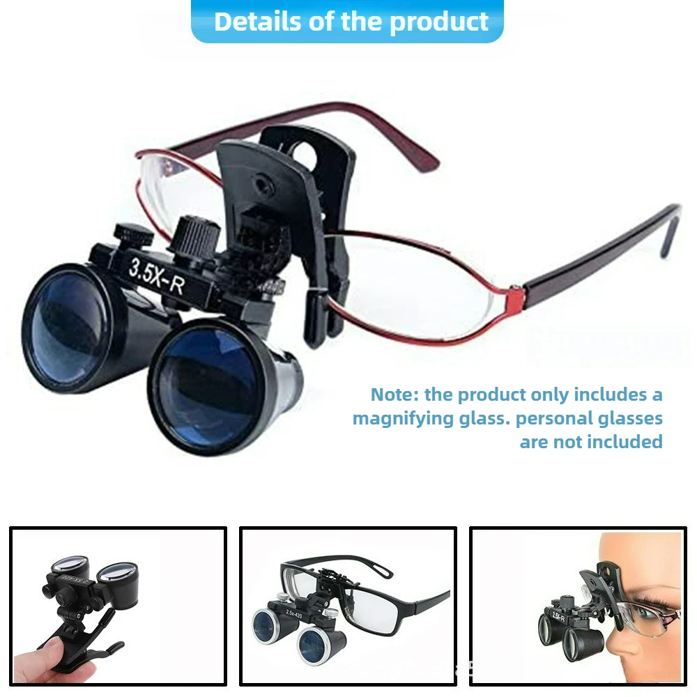 

2.5X/3.5X Dental Binocular Loupes – Ultra‑lightweight Clip‑on Optical Magnifier for Surgery, 420mm Working Distance
