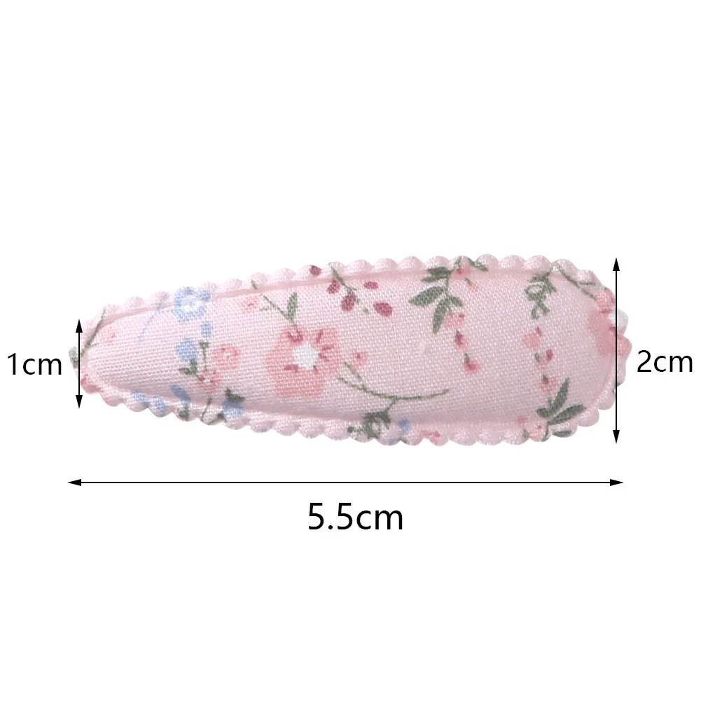 2pc Blumendruck 2 Zoll Basic Snap Baby Haar Tropfen Clips Spitze Stickerei Haar Klemme Pins Haarnadeln Baumwolle Plaid BB Haarspangen Mädchen – Detail 5