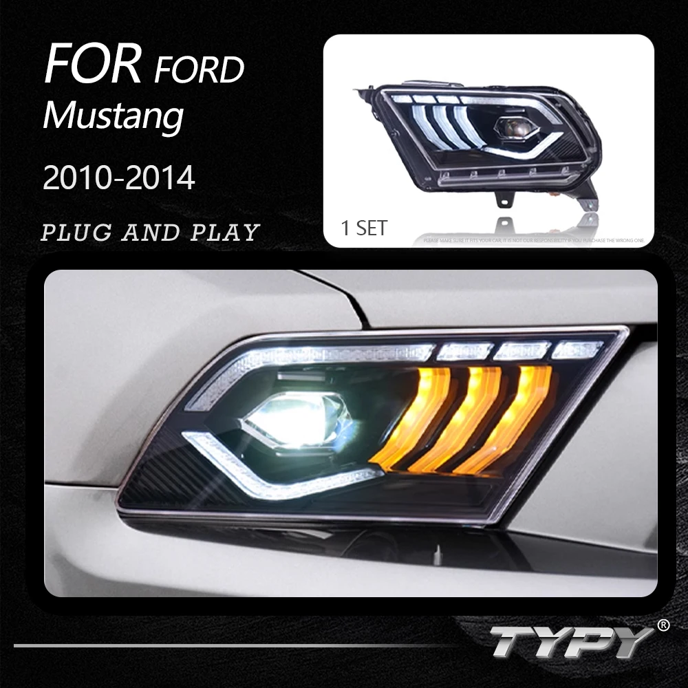 

Автомобильные фары TYPY для Ford Mustang 2010-2014 светодиодный, автомобильные лампы, дневные ходовые огни, динамические Сигналы поворота, автомобильные аксессуары