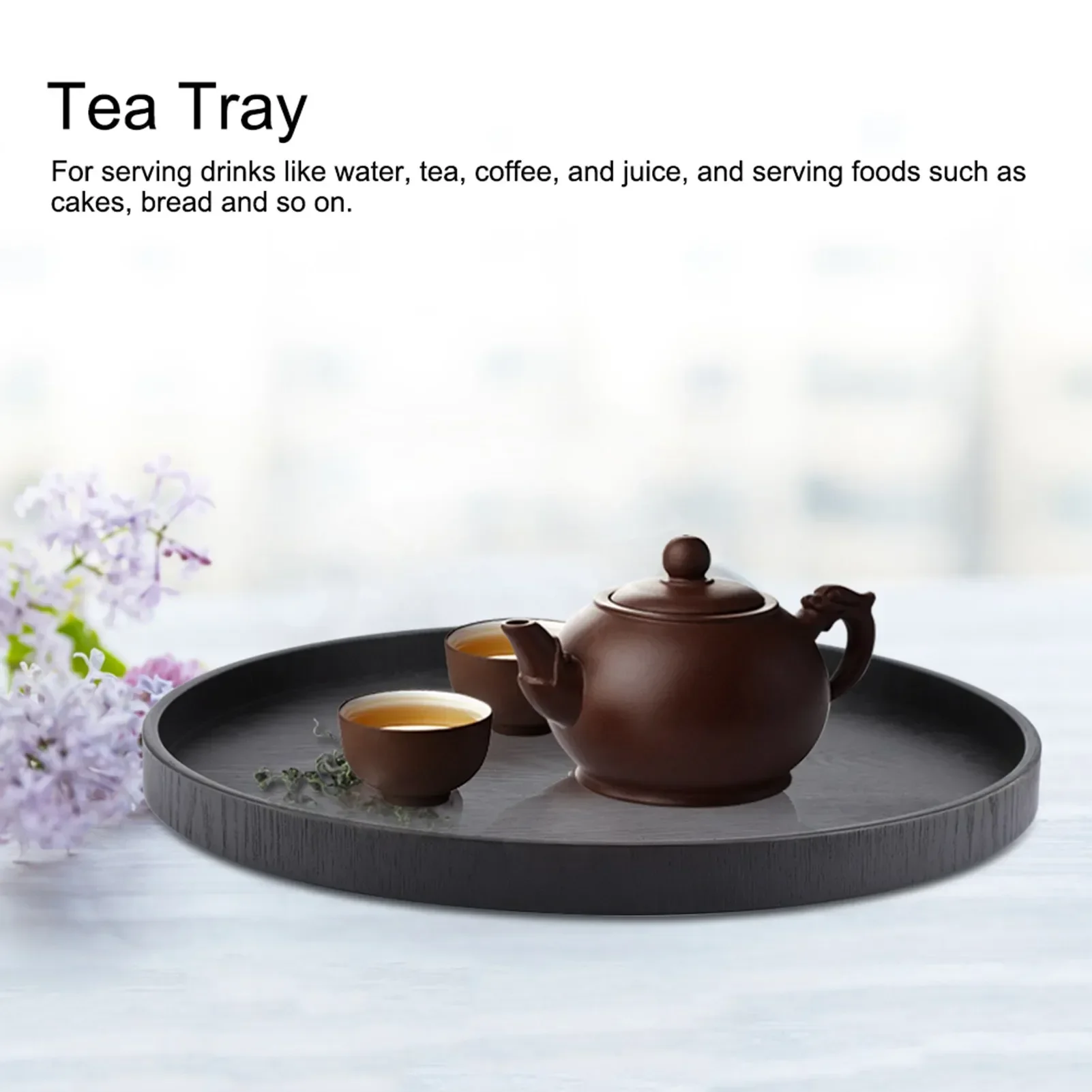 

Round Shape Solid Wood Tea Coffee Snack Food Meals Serving Tray Plate Restaurant Trays