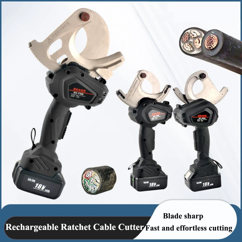 

18V Electric Ratchet Cable Cutter Portable Cable Cutting Pliers EC-50M Cutting 50mm Cable Gear Type Scissors for ACSR