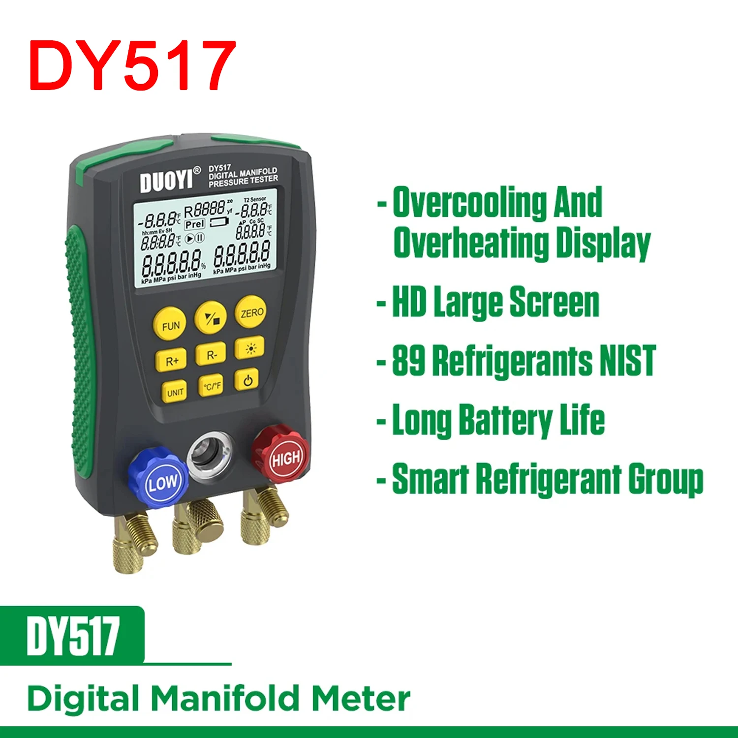 Digitale manometer AC druk temperatuur tester kit, manometer digitale AC spruitstuk manometer kit