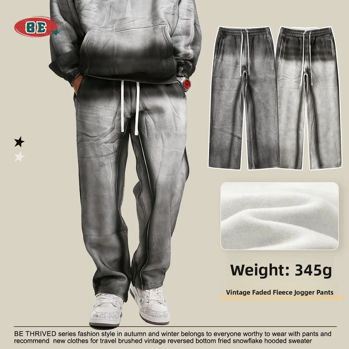 

Loose Men's Sports Pants Autumn Trendy Brand Waed American High Street Wide Leg Sweatpants Straight Cut mid Waist Long Trou...