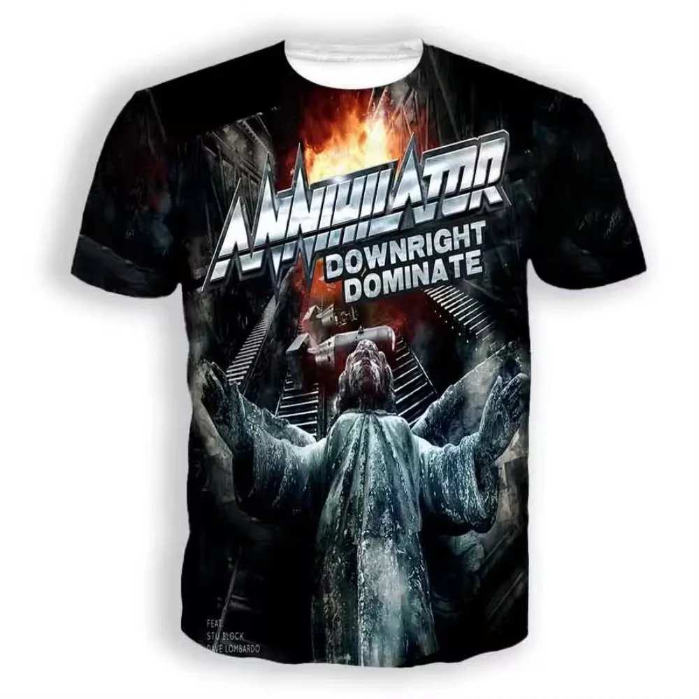 Rock Band Annihilator 3D Printed Men\'s T-Shirts Fashion Oversized Streetwear Casual Short Sleeve Hip Hop Tops Unisex Clothing