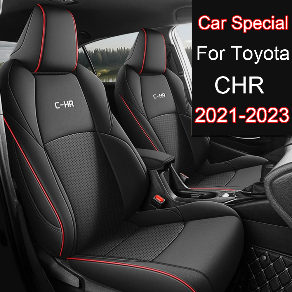 Custom Car Seat Covers Full Set For Toyota CHR 2018 2019 2020 2021 2022 2023 Waterproof Leather Cushion Seat Protective Cover