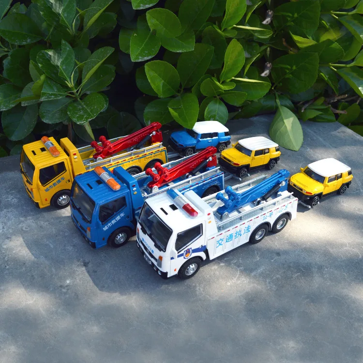 Jingbang Alloy Police Tow Truck Emergency Repair Garbage Collection Wrecker Model Toy Engineering Vehicle Collectible Car