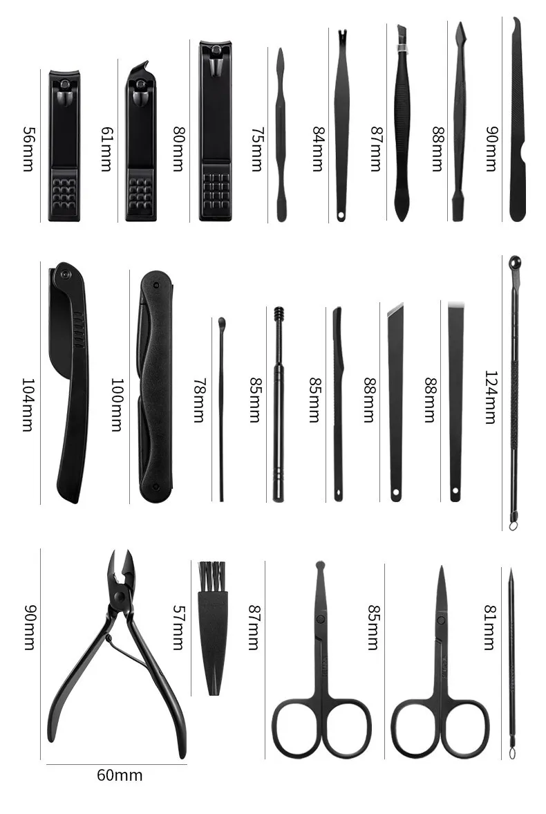 Ensemble d'outils de manucure en acier inoxydable, coupe-ongles, coupe-ongles, coupe-yeux, pince de beauté, nouveau, 20 pièces