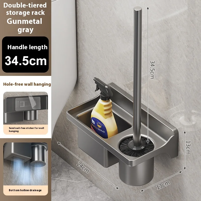 

Long-Handle Toilet Brush with Storage No Drilling Required for Home Hotel Bathroom Toilet Cleaning Essential