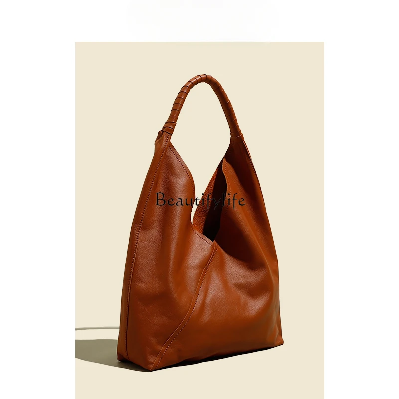 Large Capacity Leather Shoulder Bag, Shopping Bag, Top Layer, Special-Interest Design