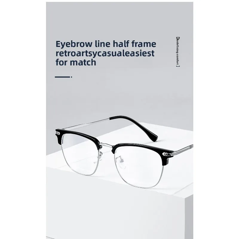Modische Unisex-Brille, quadratisch, schlicht, für Männer und Frauen, Metallrahmen-Brille, Polygon-Brille, sanfte schwarze Anti-Blaulicht-Brille