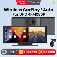 Junsun 10.26”  Dash Cam Rearview Camera Wifi Carplay & Android Auto 4K DVR GPS Navigation Video Recorder Dashboard Dual Len