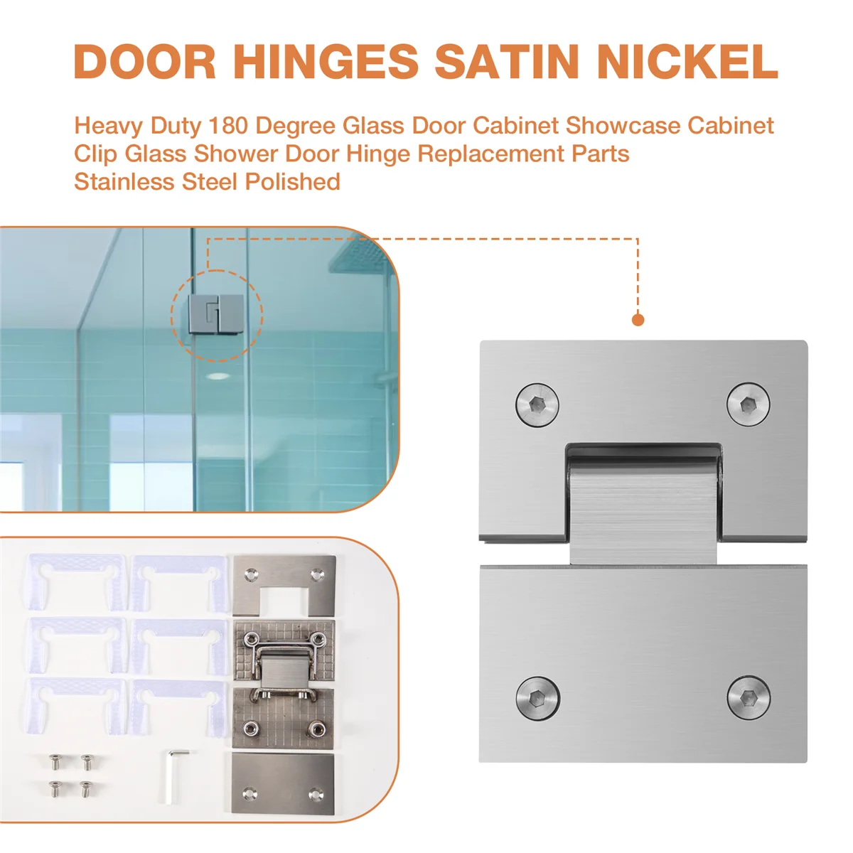 Abjs resistente 180 graus porta de vidro armário vitrine clipe de vidro dobradiça da porta do chuveiro peças reposição aço inoxidável p