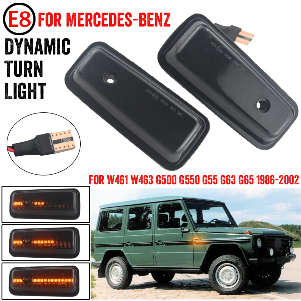 2PCS LED Dynamic Side Marker Repeater Light Turn Signal For Mercedes Benz G Class W463 W461 G500 G550 G55 G63 G65 1986-2002