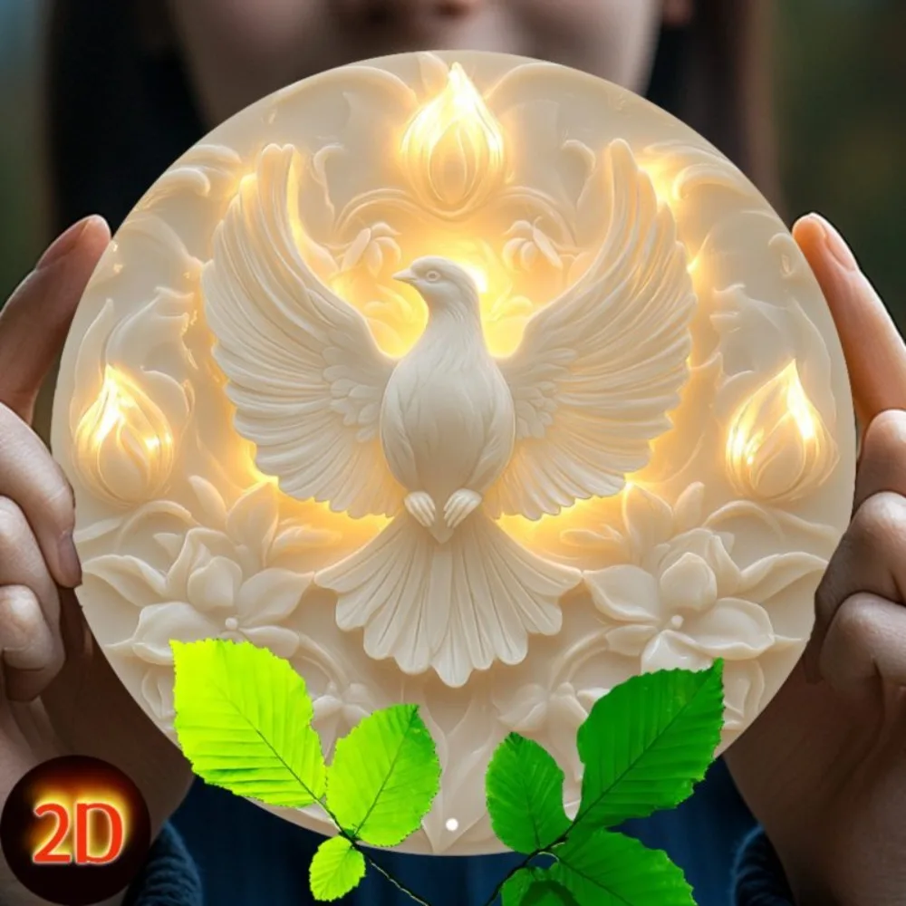 Vintage Holy Dove Round 2D Aluminum Wall Art 8x8in Waterproof Durable Decor for Home Kitchen Garden Bedroom Bar Bathroom